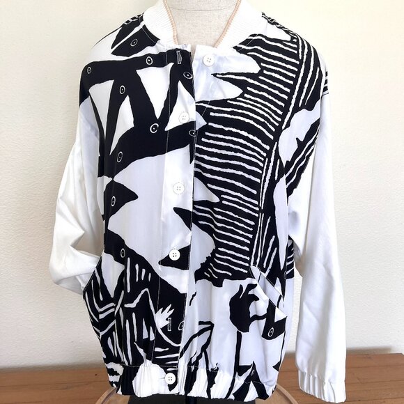 NINO WONG White & Black Geometric Print Lightweight Jacket - Small - Unisex - Picture 1 of 12